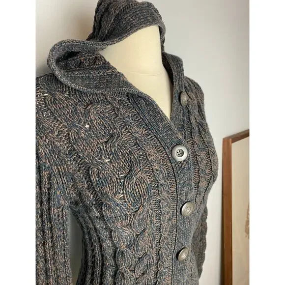 Caslon Sz Med Wmn Cable Knit Fisherman Sweater, button up, hoodie, fishermancore - Picture 4 of 6